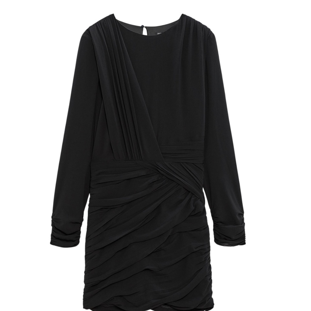 Zara black mini dress with ruching